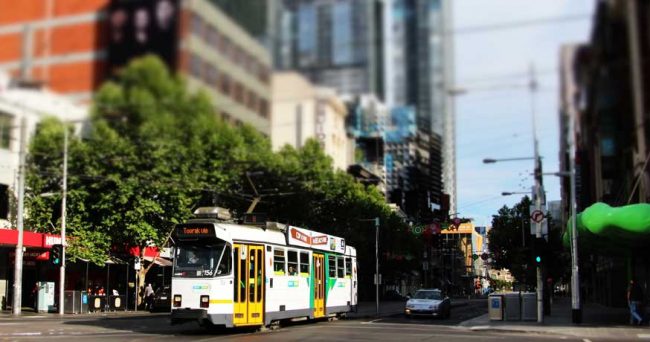 Melbourne intersection and tram