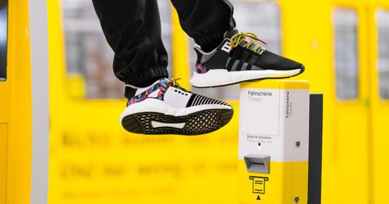 Adidas EQT Support shoes with BVG transport pass