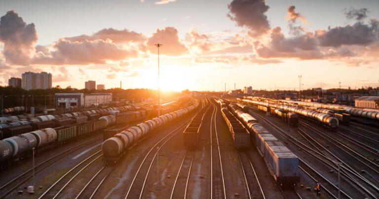 rail carriages sunset