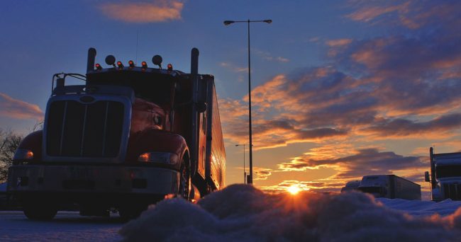 truck at sunset