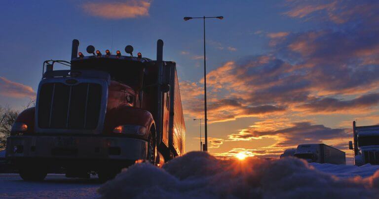 truck at sunset