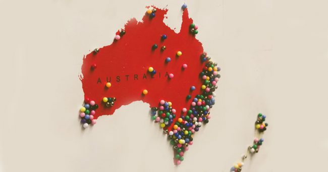 Australia map pins