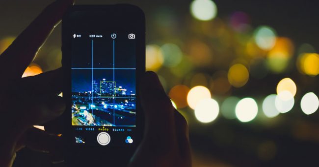 mobile phone in use bokeh