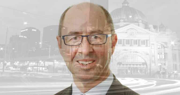 Ernst & Young's Tony Canavan and Flinders St station double exposure