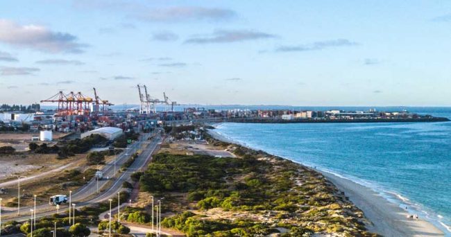 Aerial view of the Port of Fremantle, Western Australia