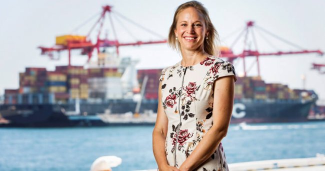 Nicole Lockwood and container ship