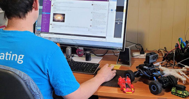 Professor Michael Milford working from home