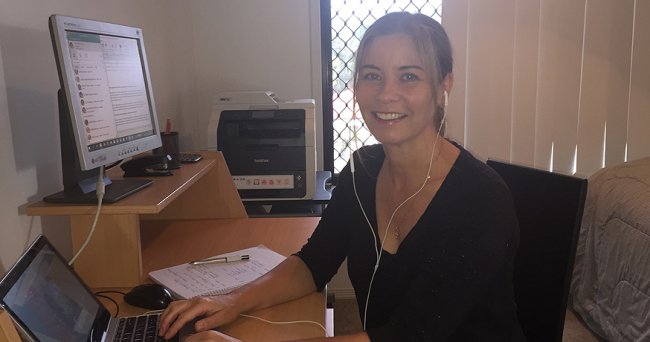 Alyson O'Rourke working from home