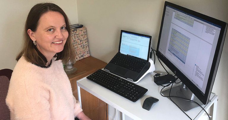 Kirsten McKillop working from home