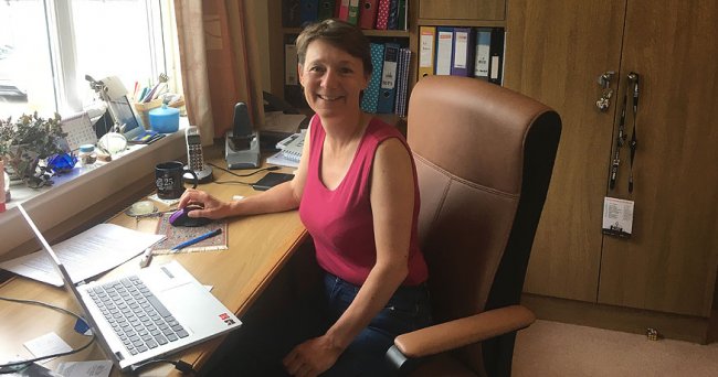 Sharon Kindleysides working from home