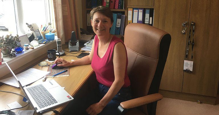Sharon Kindleysides working from home