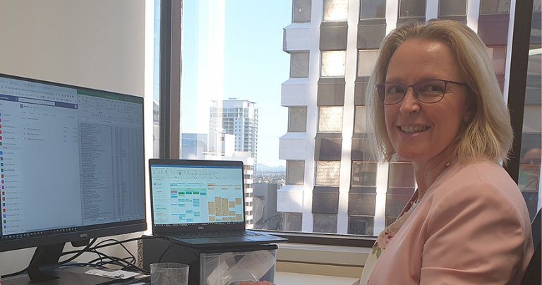 Kim Thomas, MD of Integrate ITS, working from home