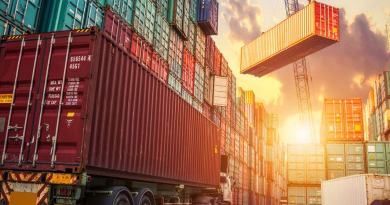 Truck containers loading unloading