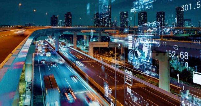 city freeway and data overlay