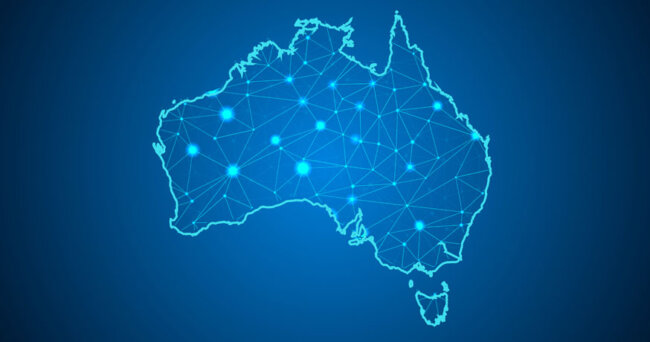 Australia map wireframe
