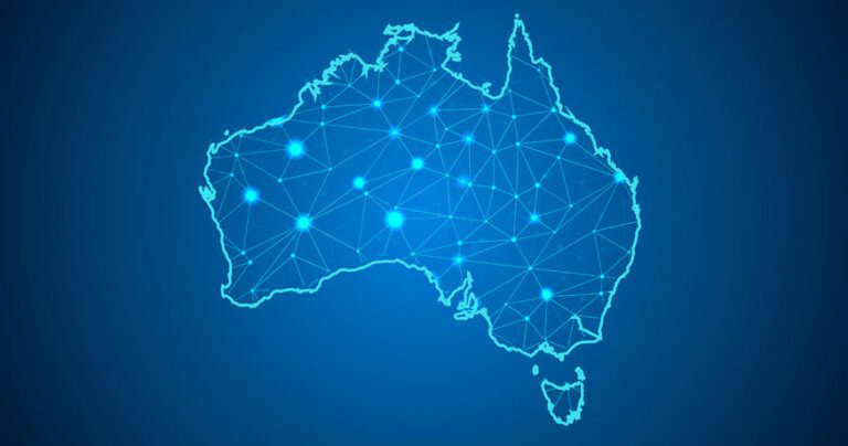 Australia map wireframe
