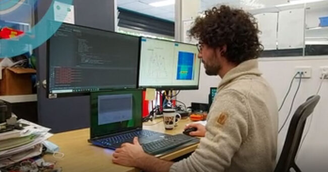 Victor Deville - iMOVE PhD student - at computer