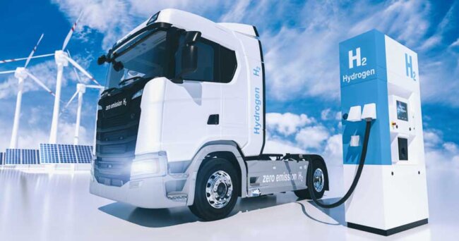 Hydrogen truck pump wind power solar