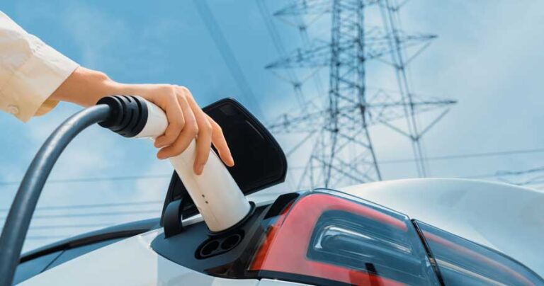 EV charging, electrical tower, electricity grid - bi-directional charging and Electric vehicles