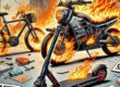 Illustrative graphic for the artice Liar, liar, e-Bikes on fire, a discussion of how to make micromobility vehicles safer.