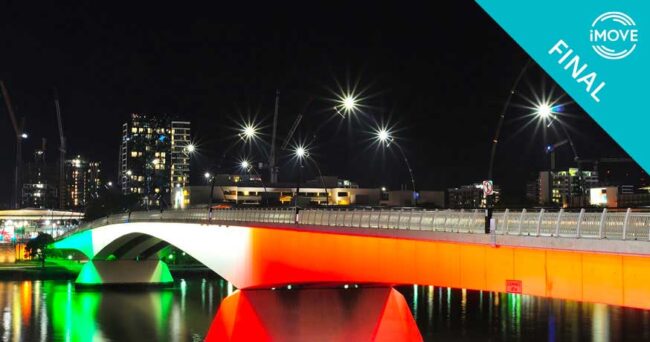 Illustrative graphic for iMOVE project 1-011 outcome article, "Transport and land use planning for South-East Queensland".