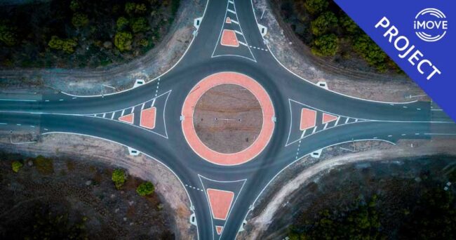 Illustrative graphic for iMOVE project 1-09 - Roundabout safety review using drone video analytics