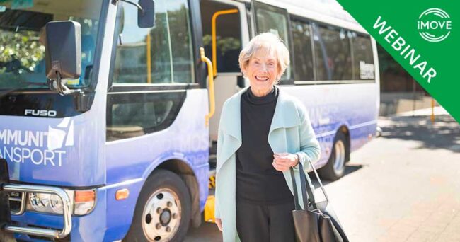 Illustrative graphic for iMOVE webinar article, Supporting Community Transport quality and sustainability – piloting a National Community Transport Pricing Model